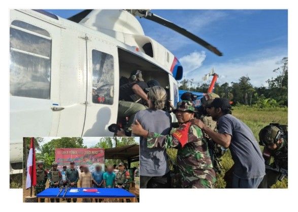 Satgas 141/AYJP Jemput Korban Selamat dari Penyerangan, Satgas Yonif 144/JY Berhasil Ajak Bekas Anggota TPN-OPM Serahkan Senpira