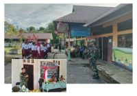 Satgas 141/AYJP Dukung Pembukaan Ujian Nasional, Satgas Yonif 144/JY Hadiri Sertijab Kepala Kampung