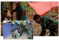 Satgas Yonif 141/AYJP Beri Layanan Kesehatan, Satgas Yonif 144/JY Buat Bendungan