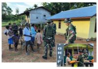 Satgas Yonif 144/JY Gelar Bansos dan Makan Bersama Anak Papua, Satgas 141/AYJP Berbagi Sembako